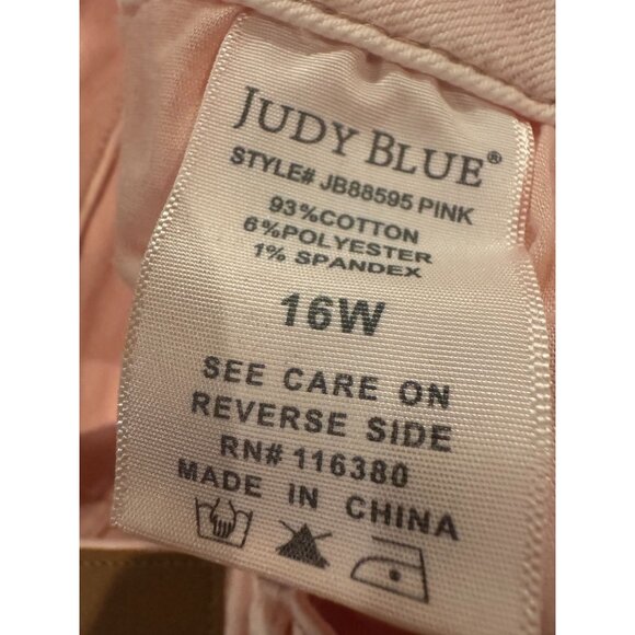 Judy Blue Wide Leg Distressed Jeans |‎ Baby Pink | Size 16W - Picture 2 of 16